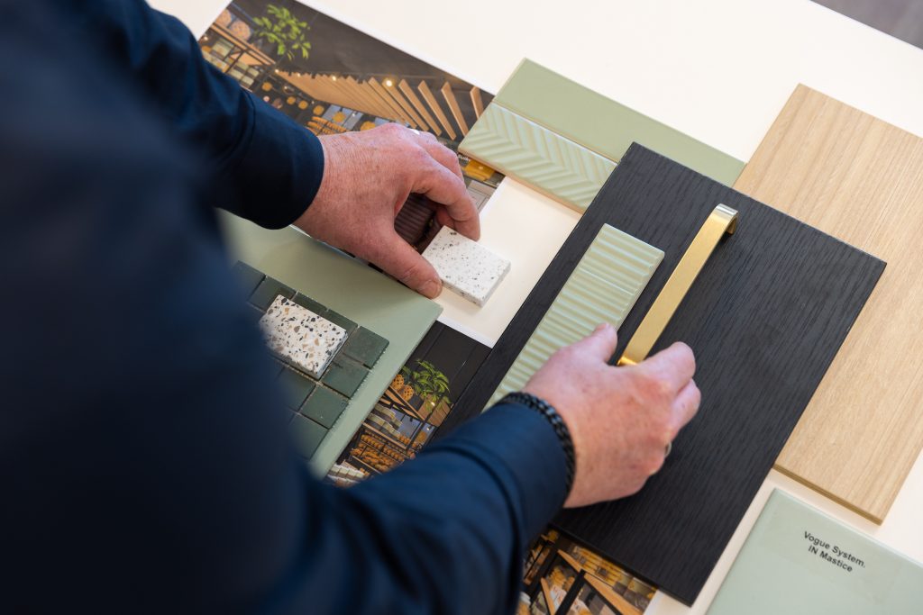 Moodboard van verschillende kleuren en materialen